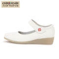 wholesale white leather nurse shoes with wedge heels